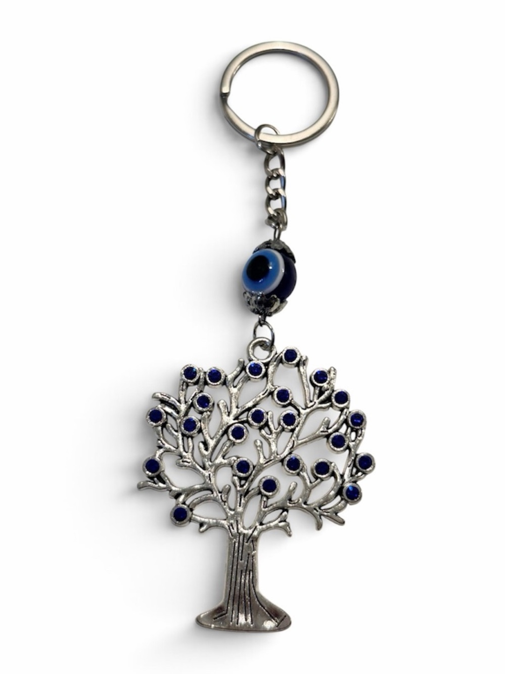 eye candy Silver Tree of Life Keychain with Blue Accents